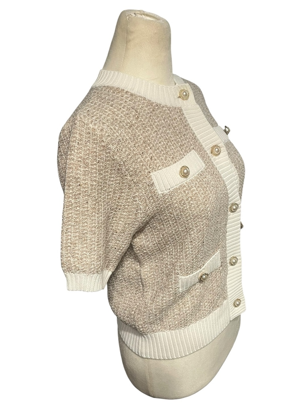NWT Urban Revivo Short Sleeve Button Down Cardigan Top - Size 4 - Picture 3 of 8